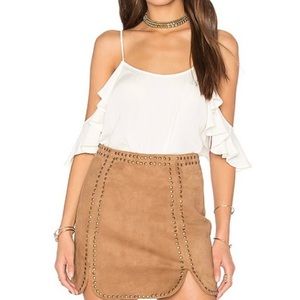 L’academie Ruffle Shoulder Ivory Cami Blouse
